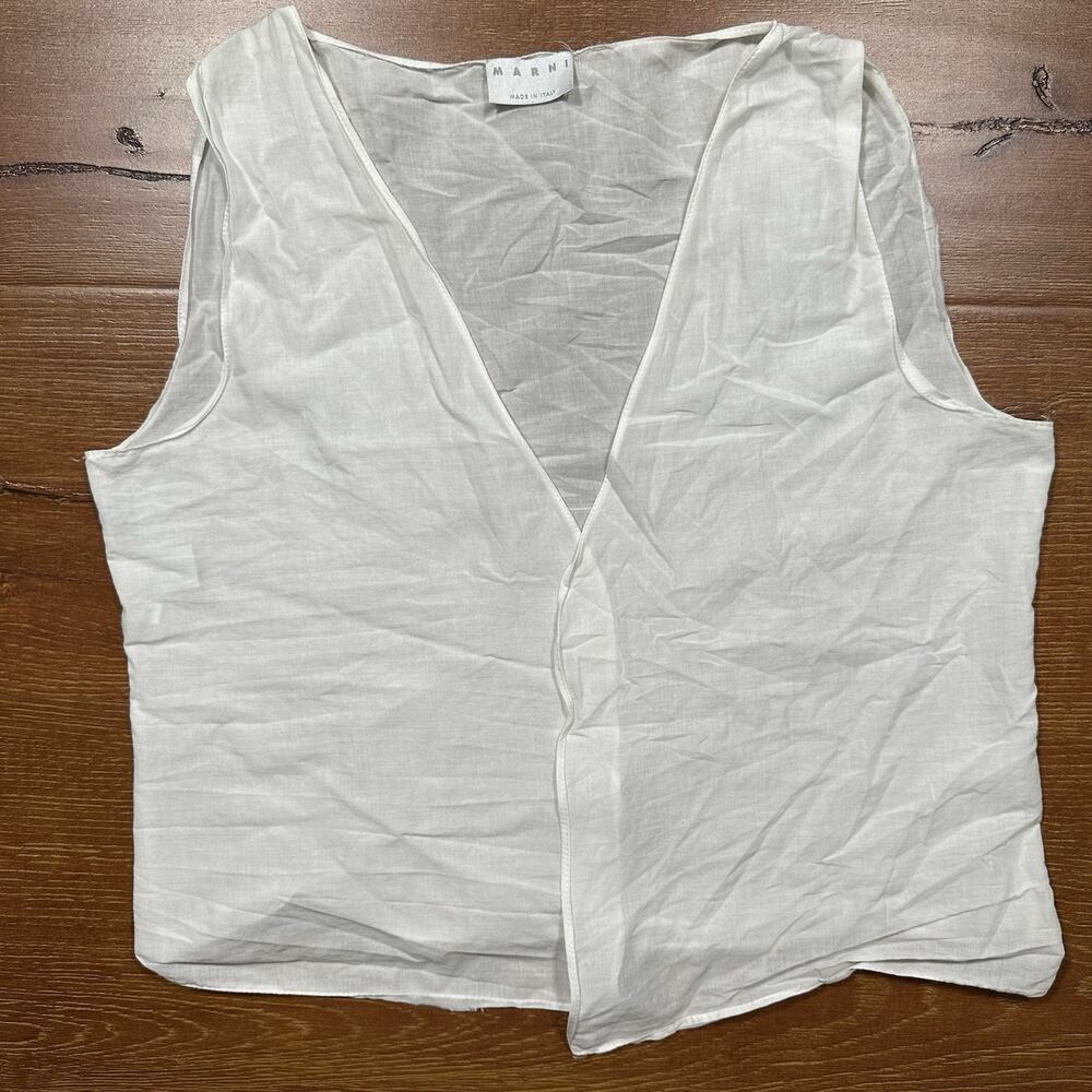 Marni Vest Blouse Womens M White Woven Sheer Lightweight Designer Luxury Layer